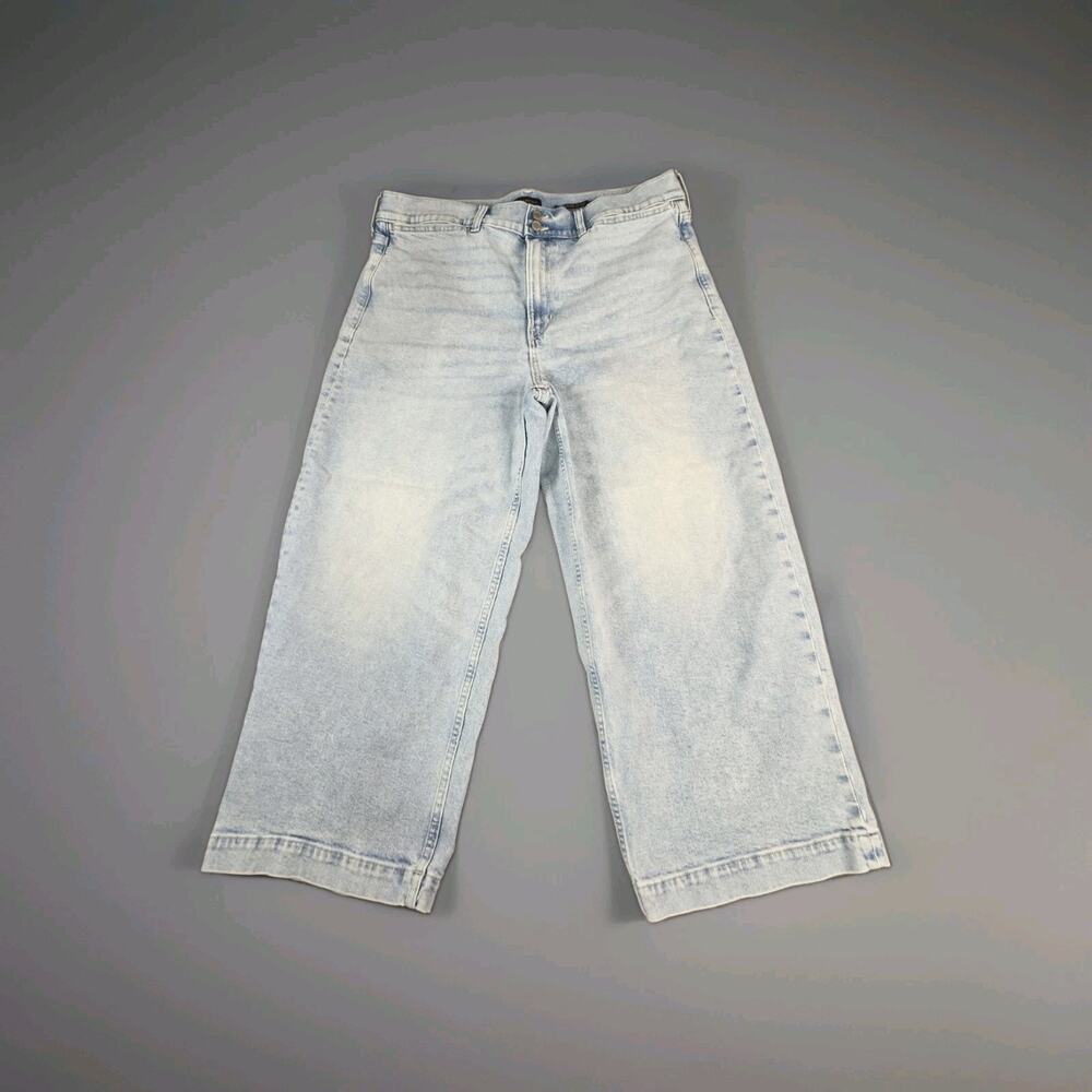 Banana Republic High Rise Wide Leg Crop Sz 34 Jeans Light Wash Premium Denim C36
